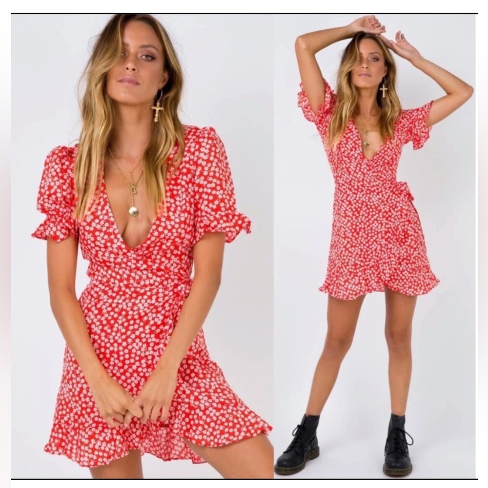 Princess Polly Poppy Moore Floral Mini Dress in Red